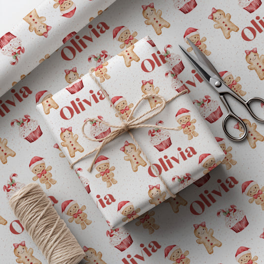 Personalized Gingerbread Christmas Gift Wrap
