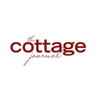 Logo of 'the cottage journal' in red text on a white background
