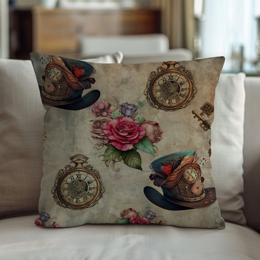 Alice in Wonderland Steampunk Pillow Cover