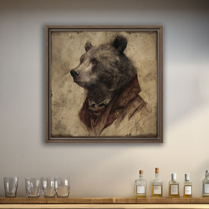 Gentleman Bear Wood Framed Wall Art