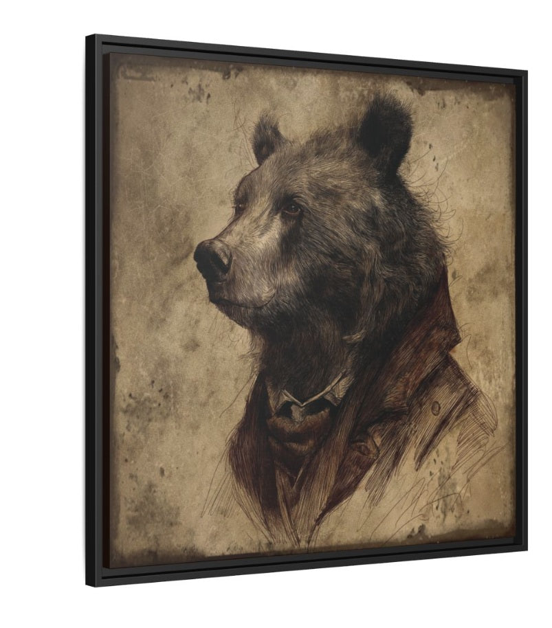 Gentleman Bear Wood Framed Wall Art
