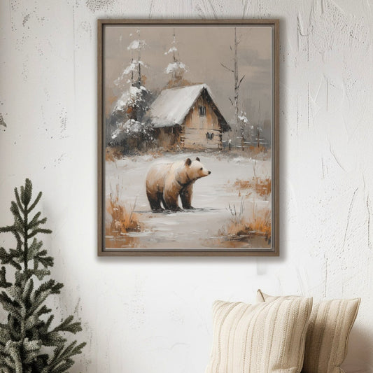 Big Bear Cabin Framed Canvas Art