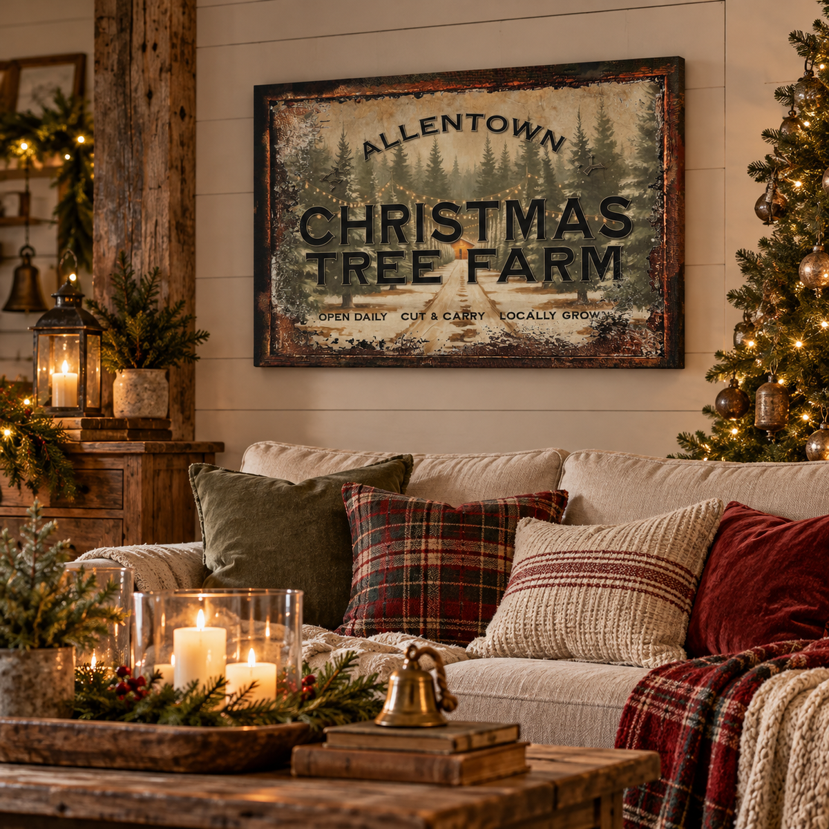 Personalized Christmas Tree Farm Canvas Wall Art