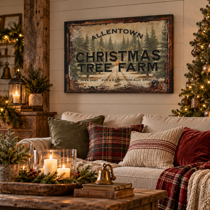 Personalized Christmas Tree Farm Canvas Wall Art