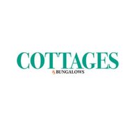 Text 'COTTAGES & BUNGALOWS' in teal on a white background