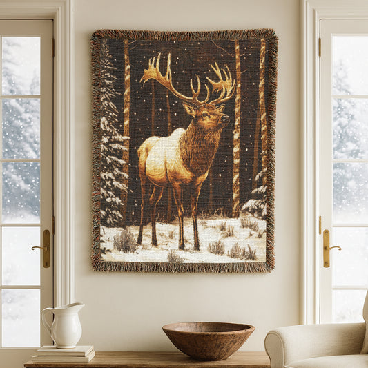 Rustic Elk Woven Blanket