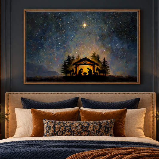 wood framed canvas of the nativity