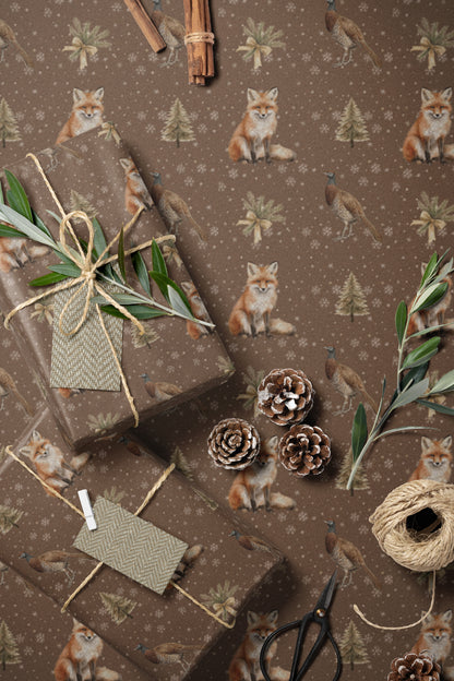 Fox and Pheasant Woodland Premium Gift Wrap
