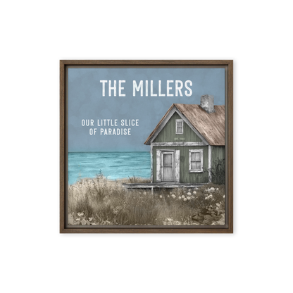 Personalized Beach House Framed Canvas Print