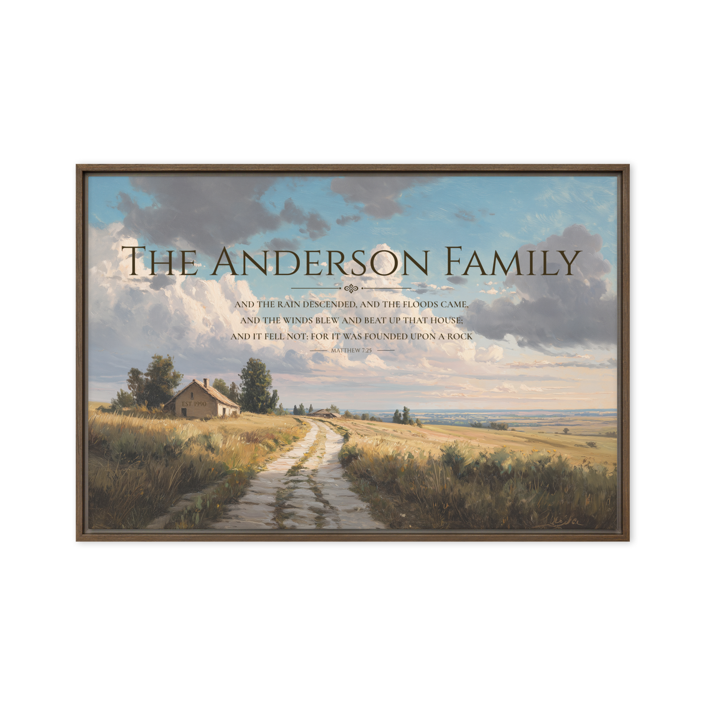 Custom Matthew 7:25 Framed Canvas Wall Art