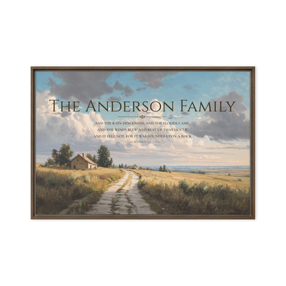 Custom Matthew 7:25 Framed Canvas Wall Art