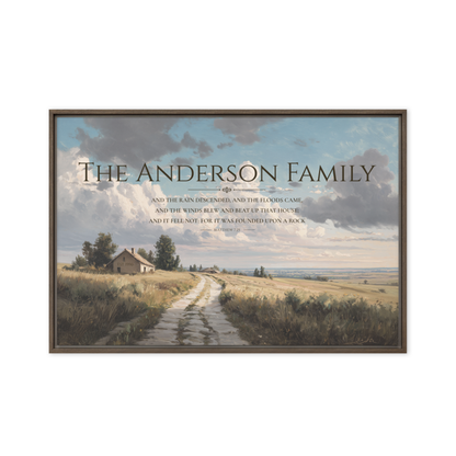 Custom Matthew 7:25 Framed Canvas Wall Art