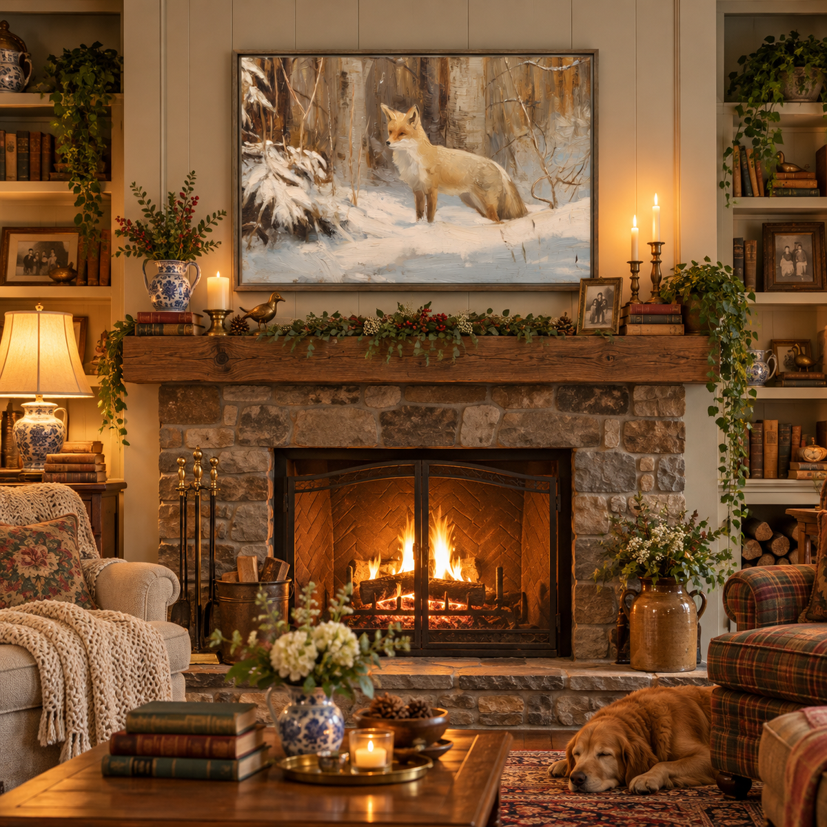 Winter Fox Framed Canvas Art