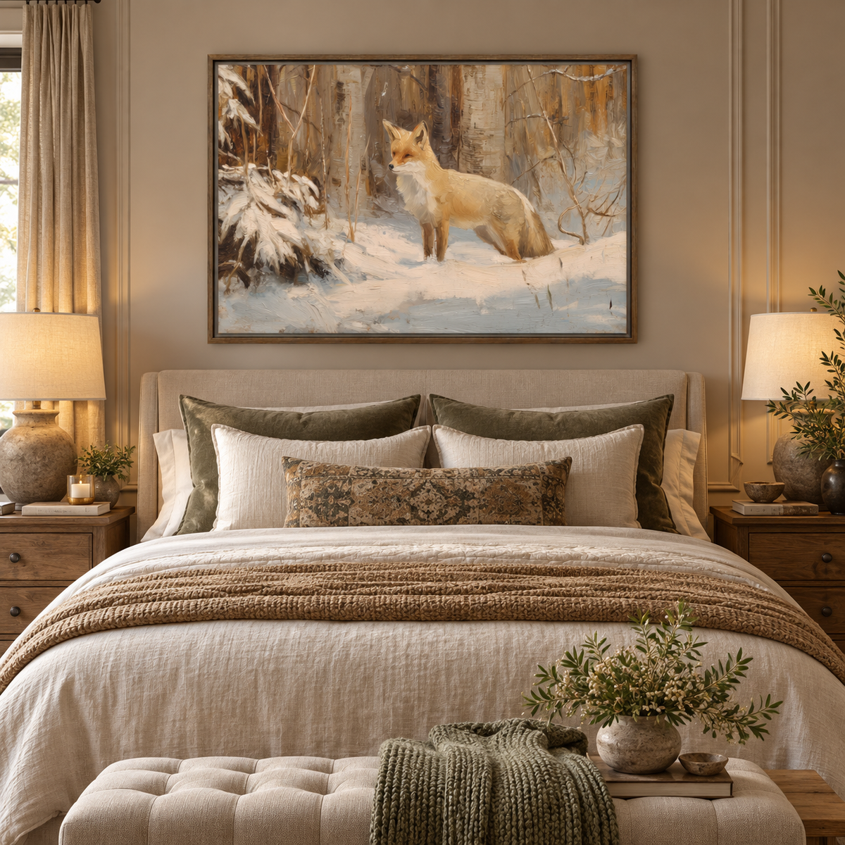 Winter Fox Framed Canvas Art