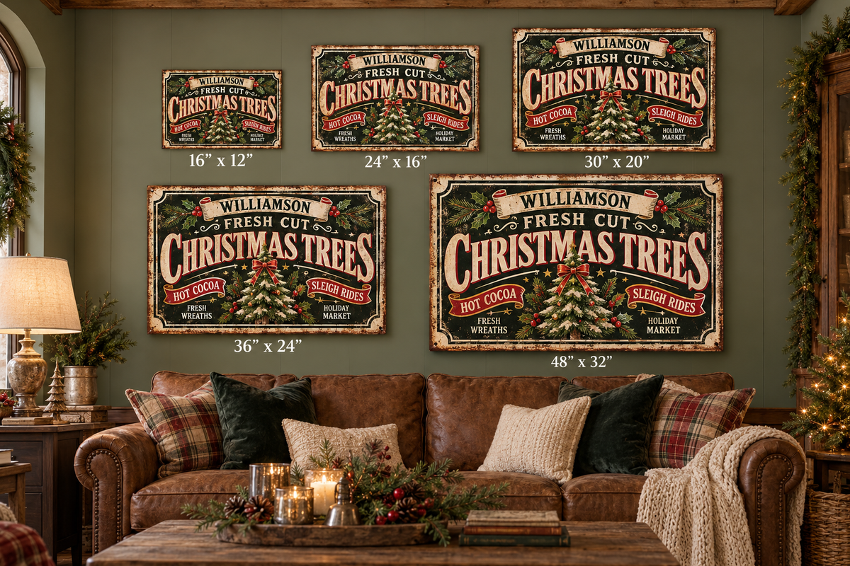 Personalized Fresh Cut Christmas Trees Canvas Wall Art