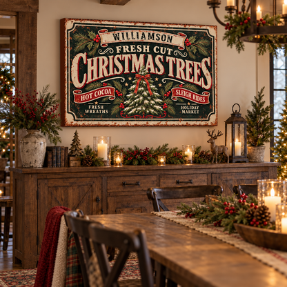 Personalized Fresh Cut Christmas Trees Canvas Wall Art