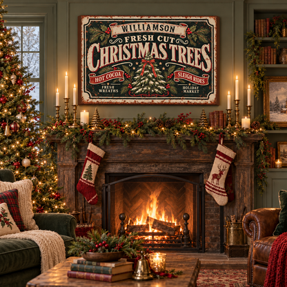Personalized Fresh Cut Christmas Trees Canvas Wall Art