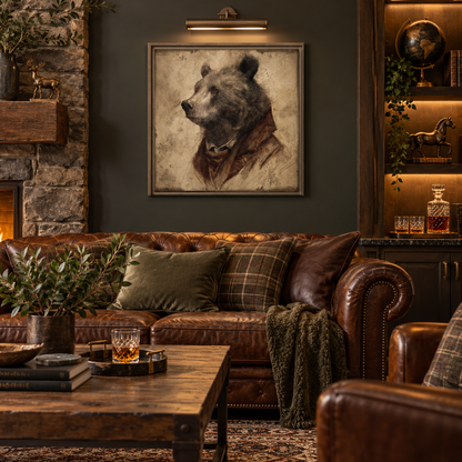 Gentleman Bear Wood Framed Wall Art