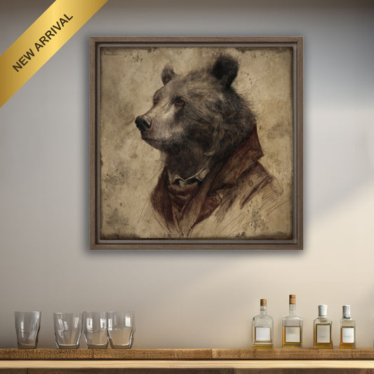 Gentleman Bear Wood Framed Wall Art