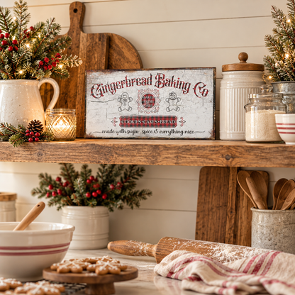 Gingerbread Baking Co. Vintage Christmas Canvas Wall Art