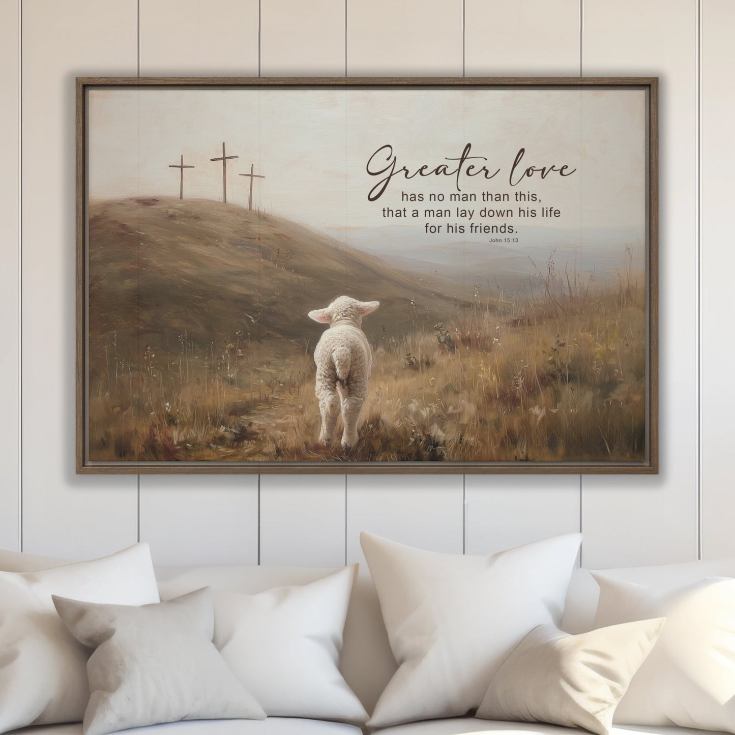 Greater Love John 15:13 Framed Canvas Art