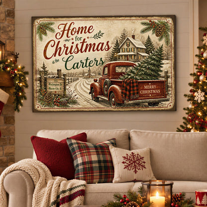 Personalized Home for Christmas Canvas Art