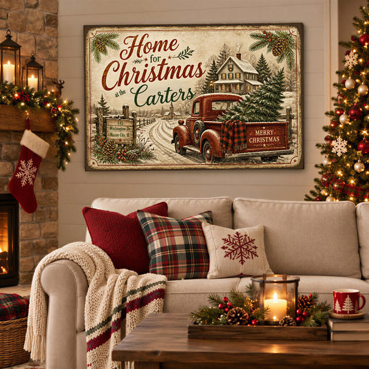 Personalized Home for Christmas Canvas Art