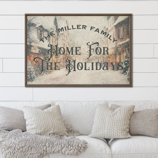 Personalized Home for the Holidays Framed Canvas Art