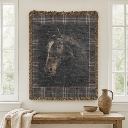 Cozy Horse-Themed Woven Blanket