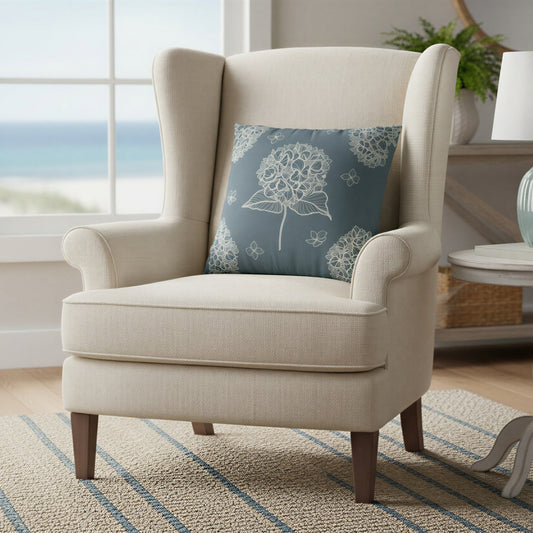 Hydrangea Cottagecore Faux Suede Pillow Cover