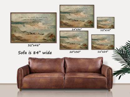 Wait for the Lord Psalm 130:5 Framed Canvas Art