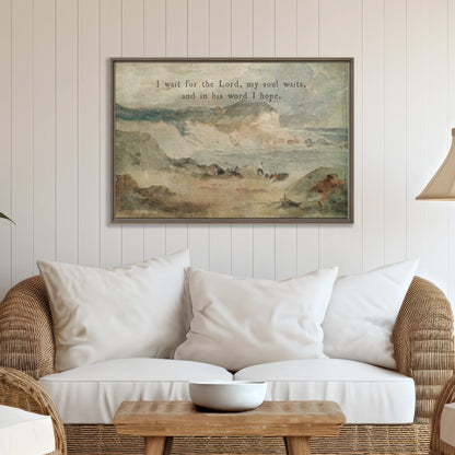 Wait for the Lord Psalm 130:5 Framed Canvas Art