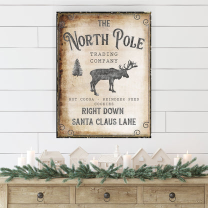 Holiday Decor, North Pole Trading Co Canvas Wall Art, Christmas Signs, Holiday Decorations, Antique Sign, Vintage Christmas Decorations