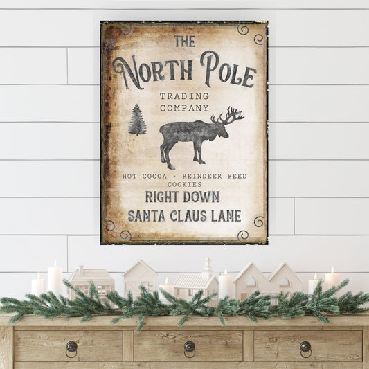 Holiday Decor, North Pole Trading Co Canvas Wall Art, Christmas Signs, Holiday Decorations, Antique Sign, Vintage Christmas Decorations