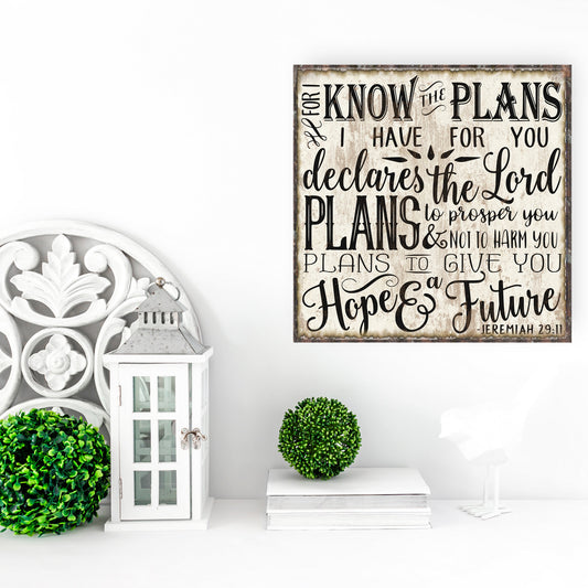 Jeremiah 2911 Canvas Wall Art, Christian Wall Art, Bible Verse Decor, Antique Wall Art, Farmhouse Scripture Sign, Vintage Style Sign