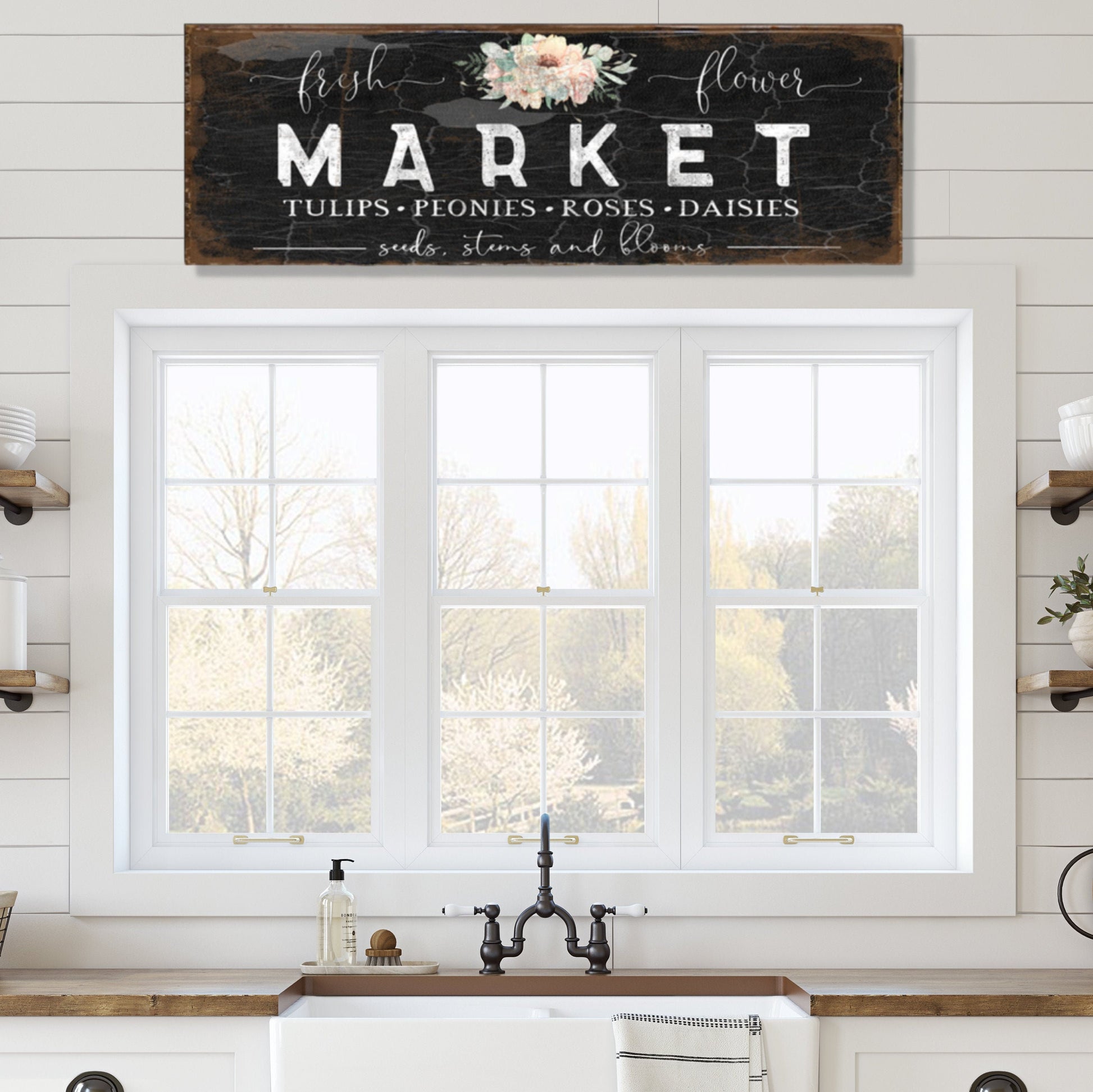 Flower Market Sign, Vintage Signs, Spring Kitchen Picture, Vintage Farmhouse Decor, Spring Decorations, Gifts for Mom