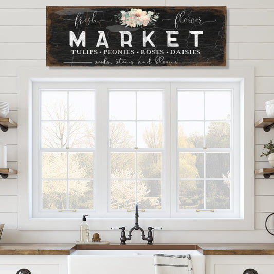 Flower Market Sign, Vintage Signs, Spring Kitchen Picture, Vintage Farmhouse Decor, Spring Decorations, Gifts for Mom