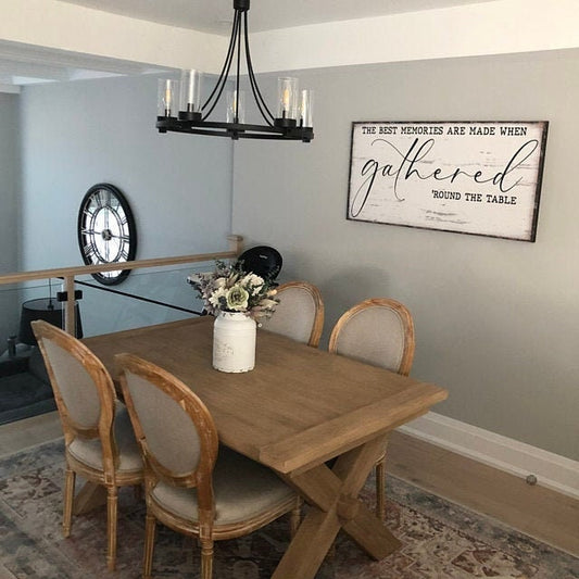 Gathered Round The Table Canvas Sign, Vintage Signs, Modern Farmhouse Decor, Vintage Decor, Farmhouse Gather Sign, Antique Signs