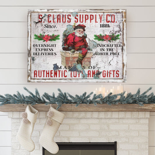 Holiday Decor, Santa Claus Sign Canvas Wall Art, Christmas Signs, Vintage Christmas Decor, Primitive Christmas, Vintage Signs, Antique Sign