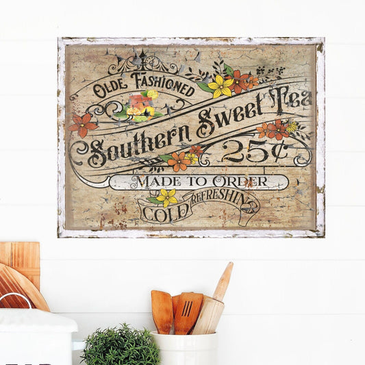 Southern Sweet Tea Canvas Sign, Farmhouse Decor, Rustic Decor, Large Canvas Signs, Vintage Signs, Cottage Decor, Vintage Inspired