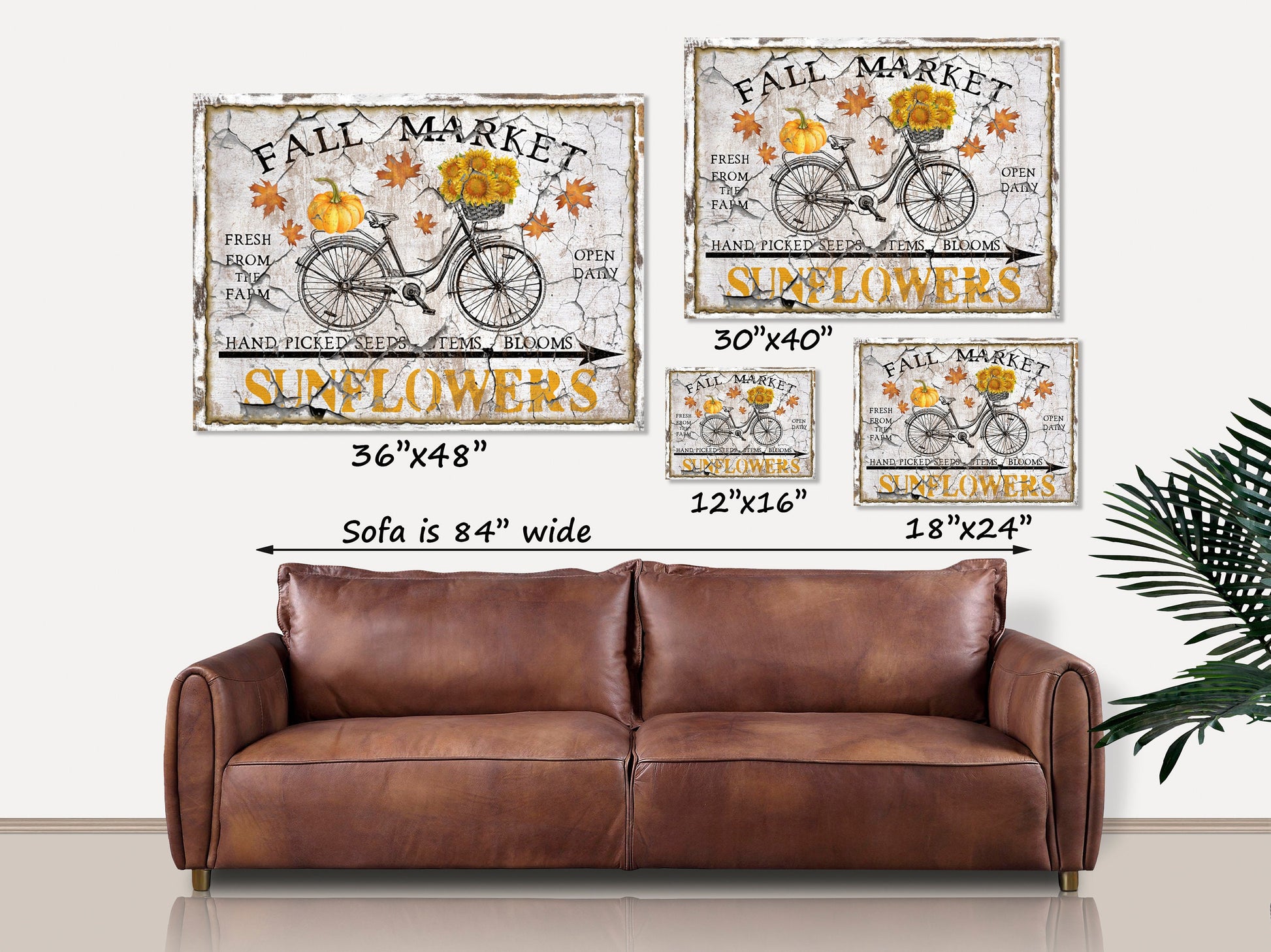 Fall Decor, Sunflower Sign, Fall Market Canvas Sign, Farmhouse Fall Sign, Fall Wall Decor, Vintage Decor, Large Canvas Signs, Vintage Signs