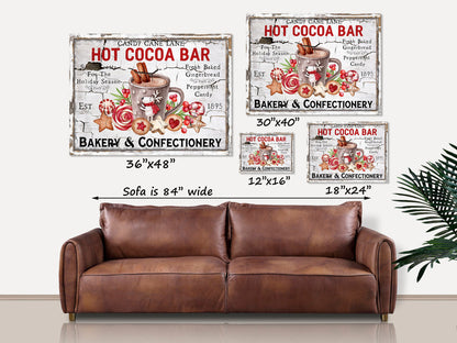 Hot Cocoa Sign, Holiday Decor, Christmas Signs, Canvas Wall Art, Hot Cocoa Bar Sign, Vintage Christmas Decorations, Antique Signs,