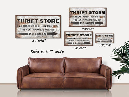 Rustic Thrift Store Sign, Modern Farmhouse Decor, Large Canvas Wall Art, Antiques Sign, Vintage Decor, Old Time Signs, Rustic Decor