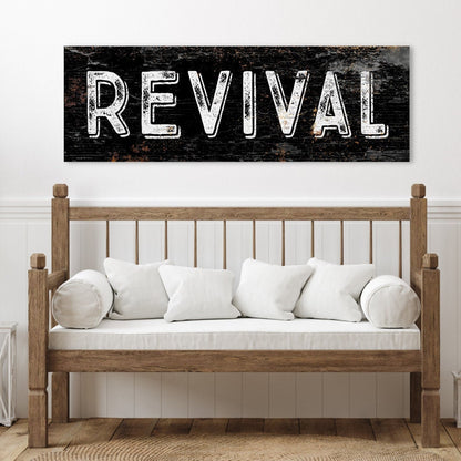 Revival Sign, Large Canvas Sign, Modern Farmhouse Decor, Christian Art, Christian Gifts, Entryway Sign, Vintage Church Sign, Vintage Decor