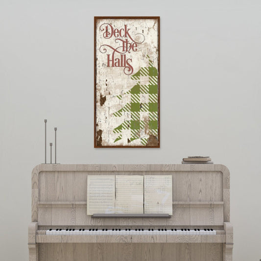 Christmas Sign, Deck The Halls Canvas Sign, Modern Farmhouse Decor, Holiday Decor, Vintage Christmas Decor, Primitive Christmas