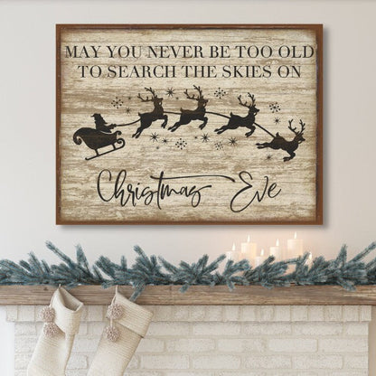Holiday Decor, May You Never Be Too Old Canvas Wall Art, Christmas Signs, Vintage Holiday Decor, Christmas Art, Vintage Signs, Santa Art