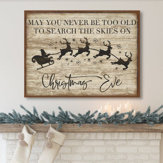 Holiday Decor, May You Never Be Too Old Canvas Wall Art, Christmas Signs, Vintage Holiday Decor, Christmas Art, Vintage Signs, Santa Art