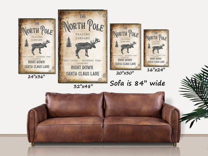 Holiday Decor, North Pole Trading Co Canvas Wall Art, Christmas Signs, Holiday Decorations, Antique Sign, Vintage Christmas Decorations