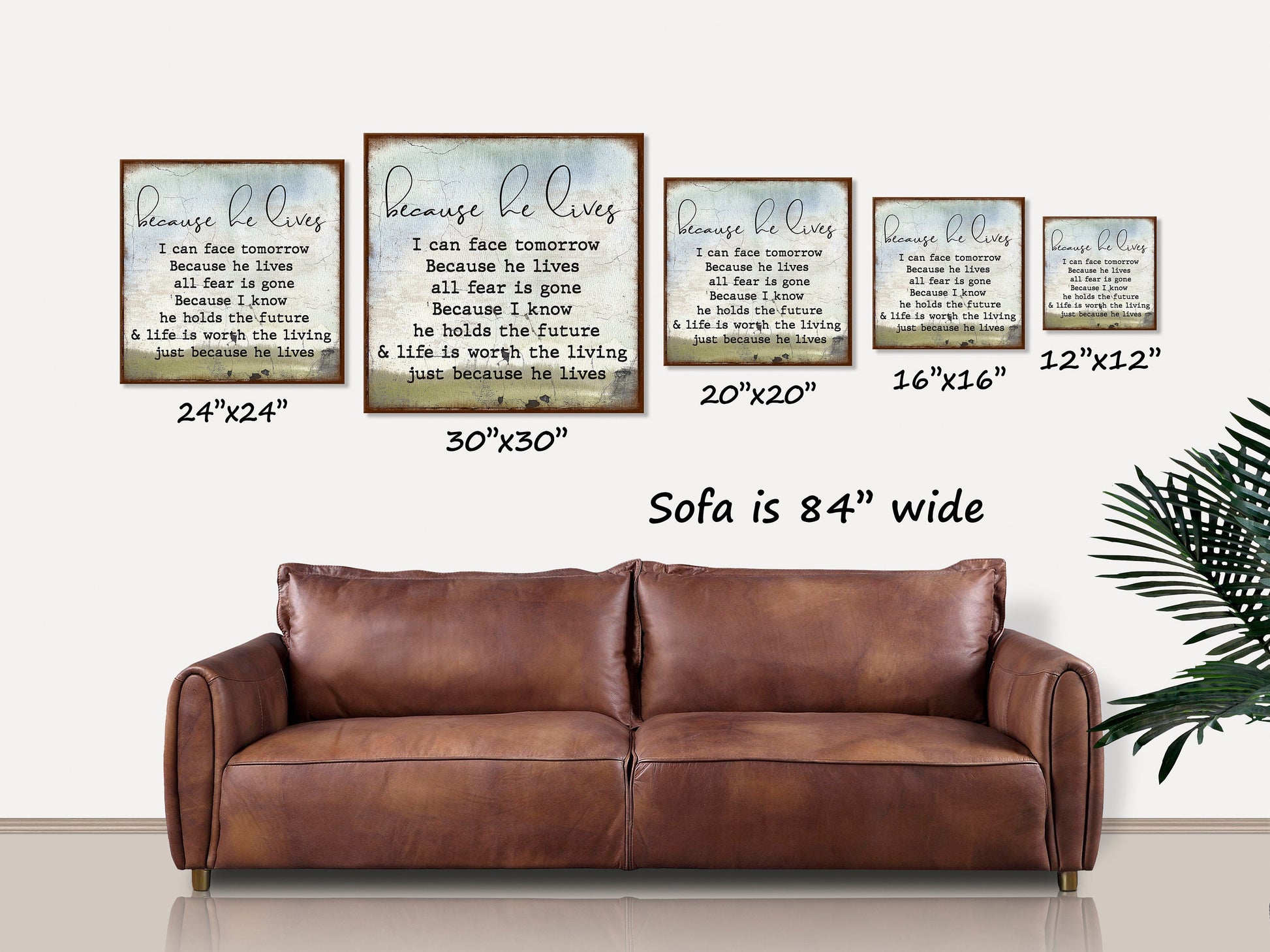 Because He Lives Canvas Sign, Modern Farmhouse Wall Decor, Christian Home Decor, Antique Wall Art, Church Hymn, Vintage Sign Christian Gifts