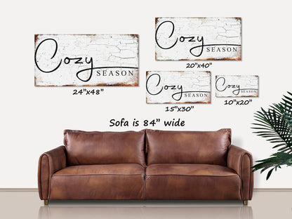 Cozy Season, Vintage Winter Decor, Canvas Wall Art, Vintage Sign, Rustic Decor, Vintage Home Decor, Lets Get Cozy, Fall Wall Hanging